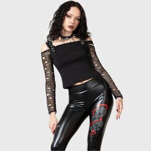 Killstar ✦ Sinner Leggings XL ✦ Faux Leather Skull Snake Print Gothic Stretch